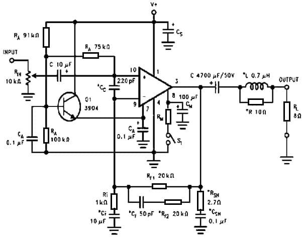 Audio Amplifier Circuit with LM3886 IC