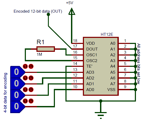 Connection Diagram for the HT12E IC
