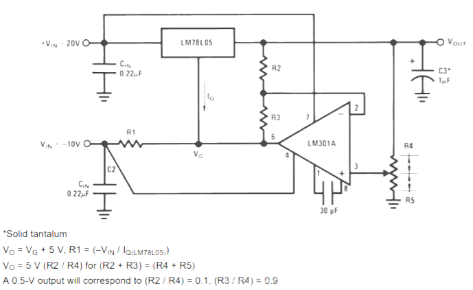 78L05 Variable Output Regulator Circuit