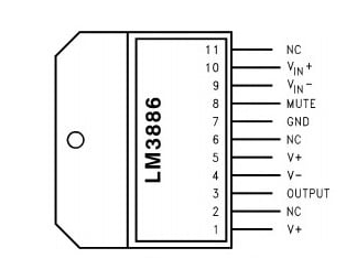 LM3886 IC Pin Configuration